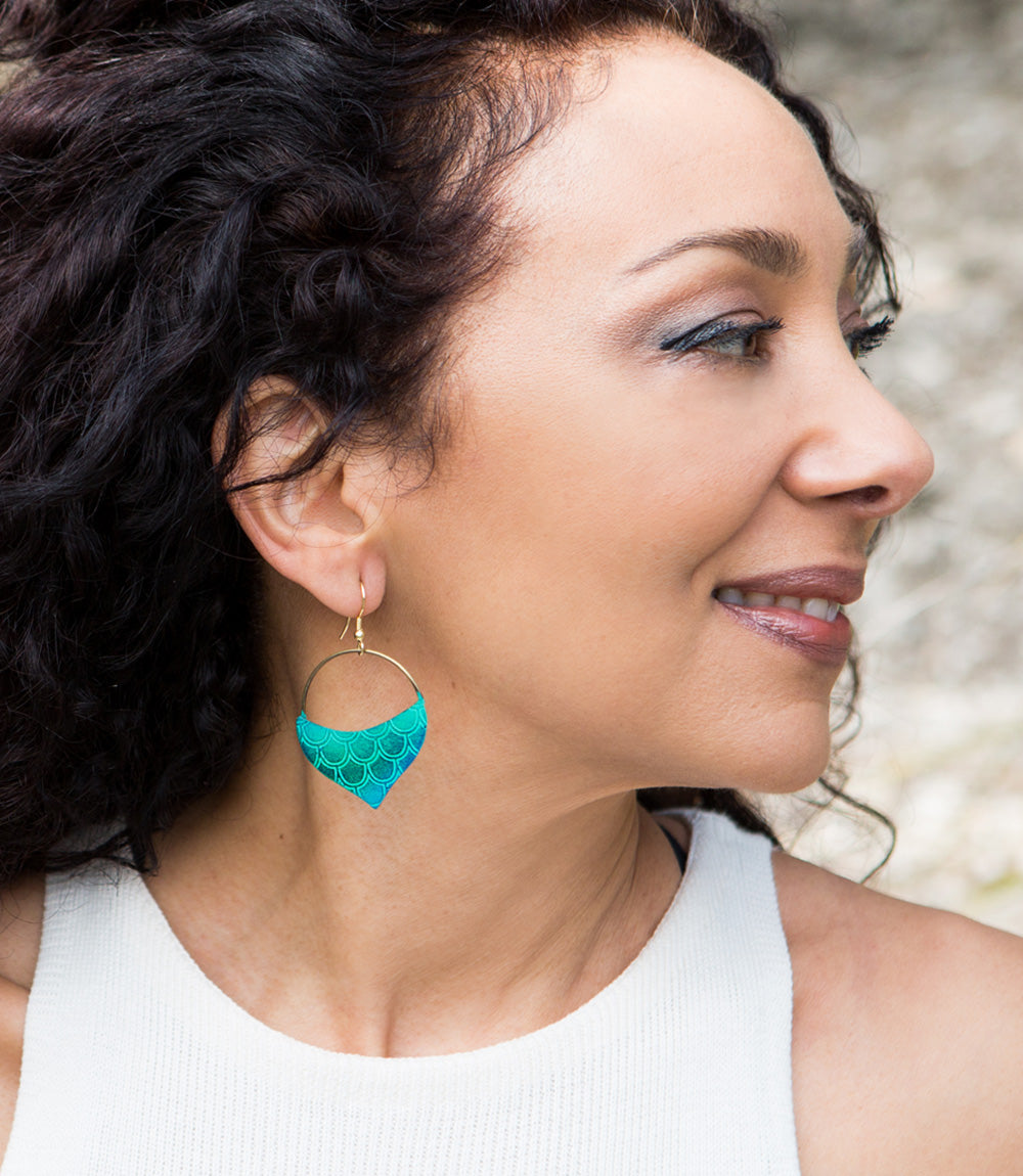 Jaladhi Mermaid Teal Drop Earrings