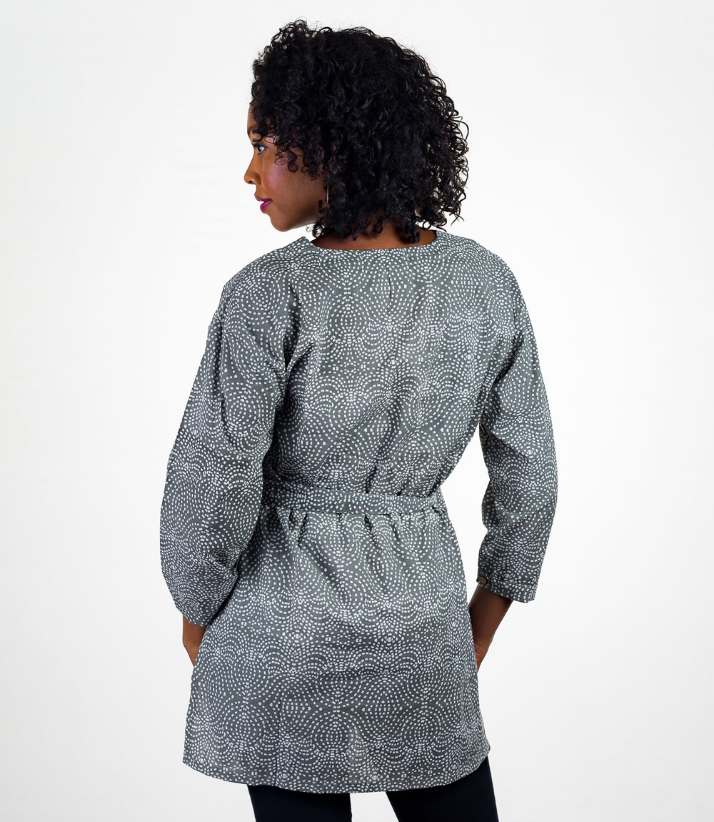 Kamini Women's Dotted Belted Tunic - Block Print Cotton, L/XL - Matr Boomie Wholesale