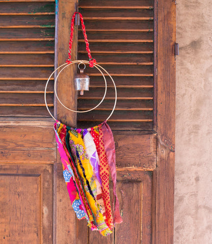 Swapna Sun Bell Wind Chime Upcycled Sari - Fair Trade Home