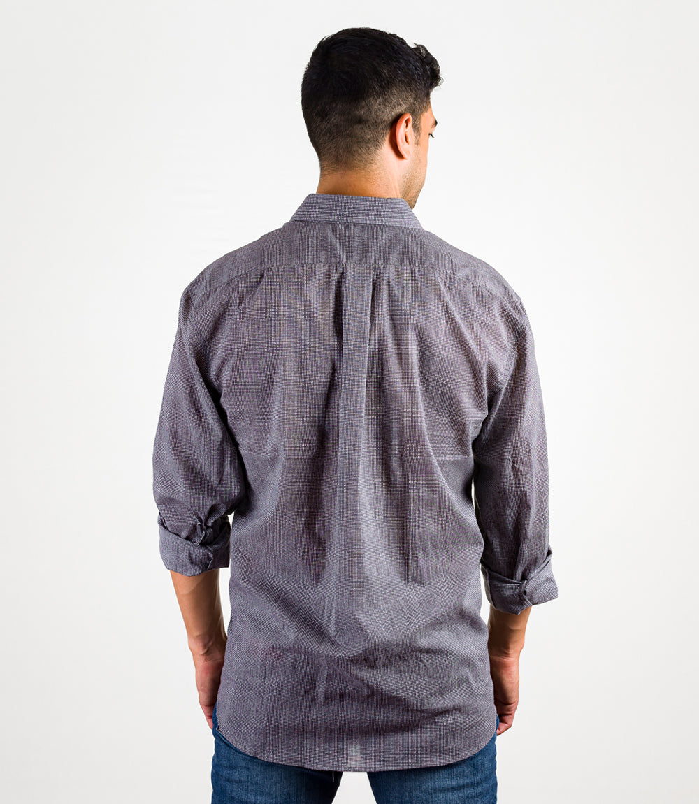 Avani Men's Gray Button Down Shirt with Pocket  - Cotton,  XL