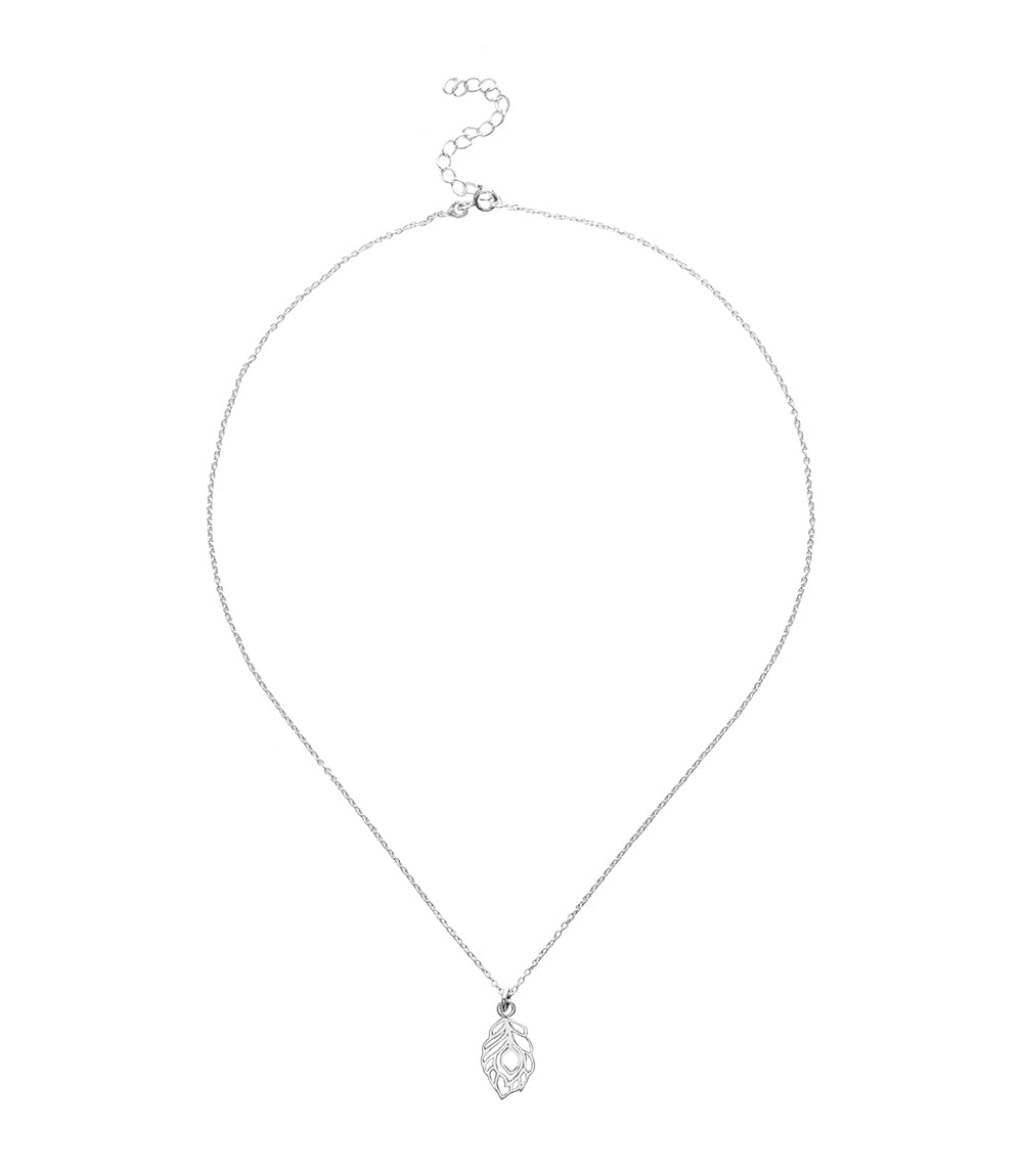Shanasa Peacock Feather Dainty Charm Necklace - Sterling Silver
