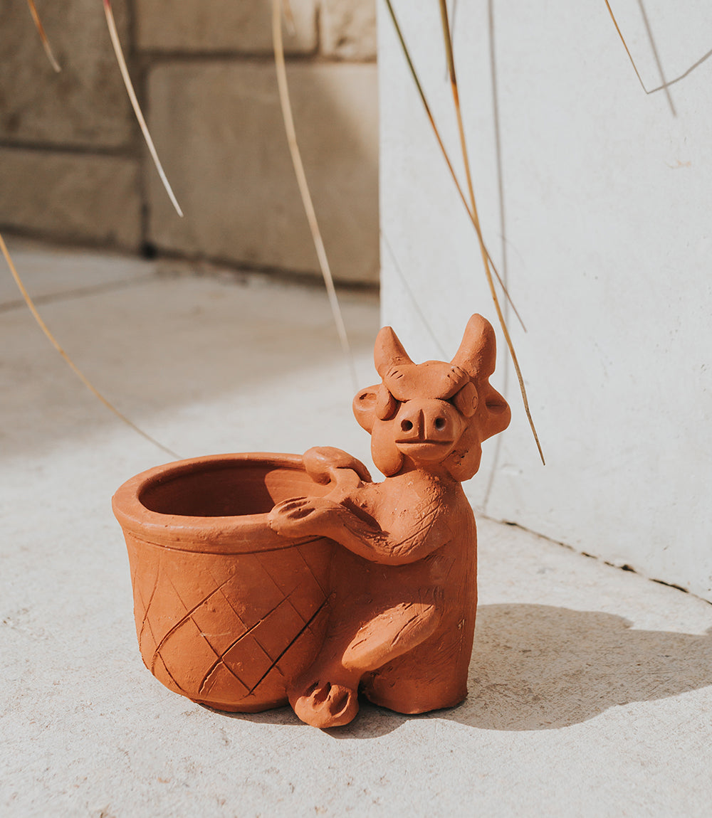 Rakshana Cow Plant Pot - Terracotta