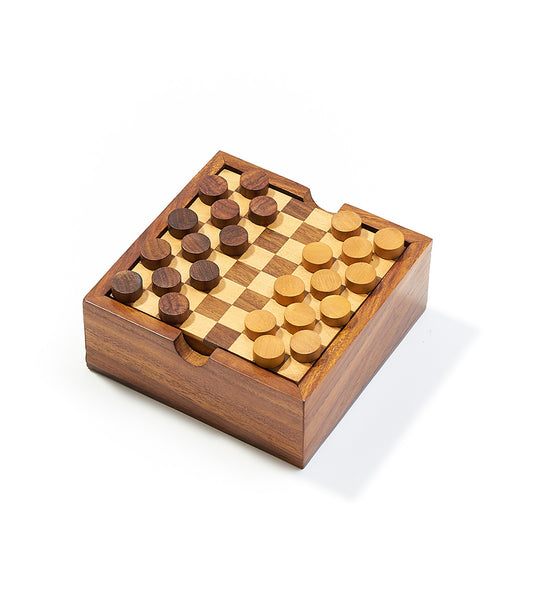 Checkers and Tic Tac Toe Game Set - Handcrafted Wood