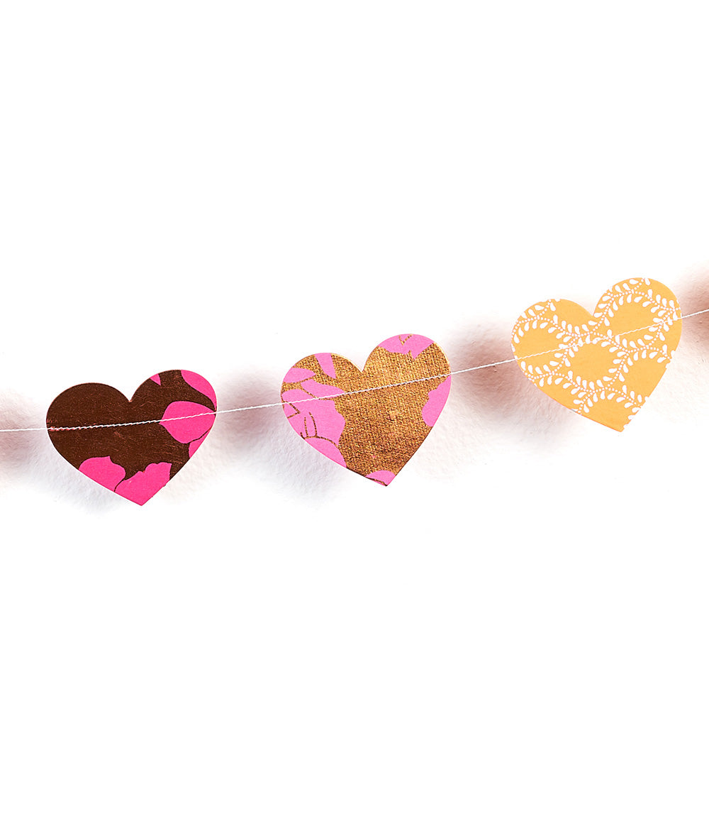 Hearts Recycled Paper Garland - Eco Friendly Tree Free Decor