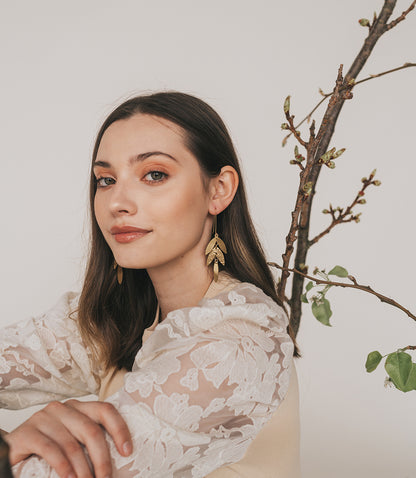 Chameli Leaf Chandelier Dangle Earrings