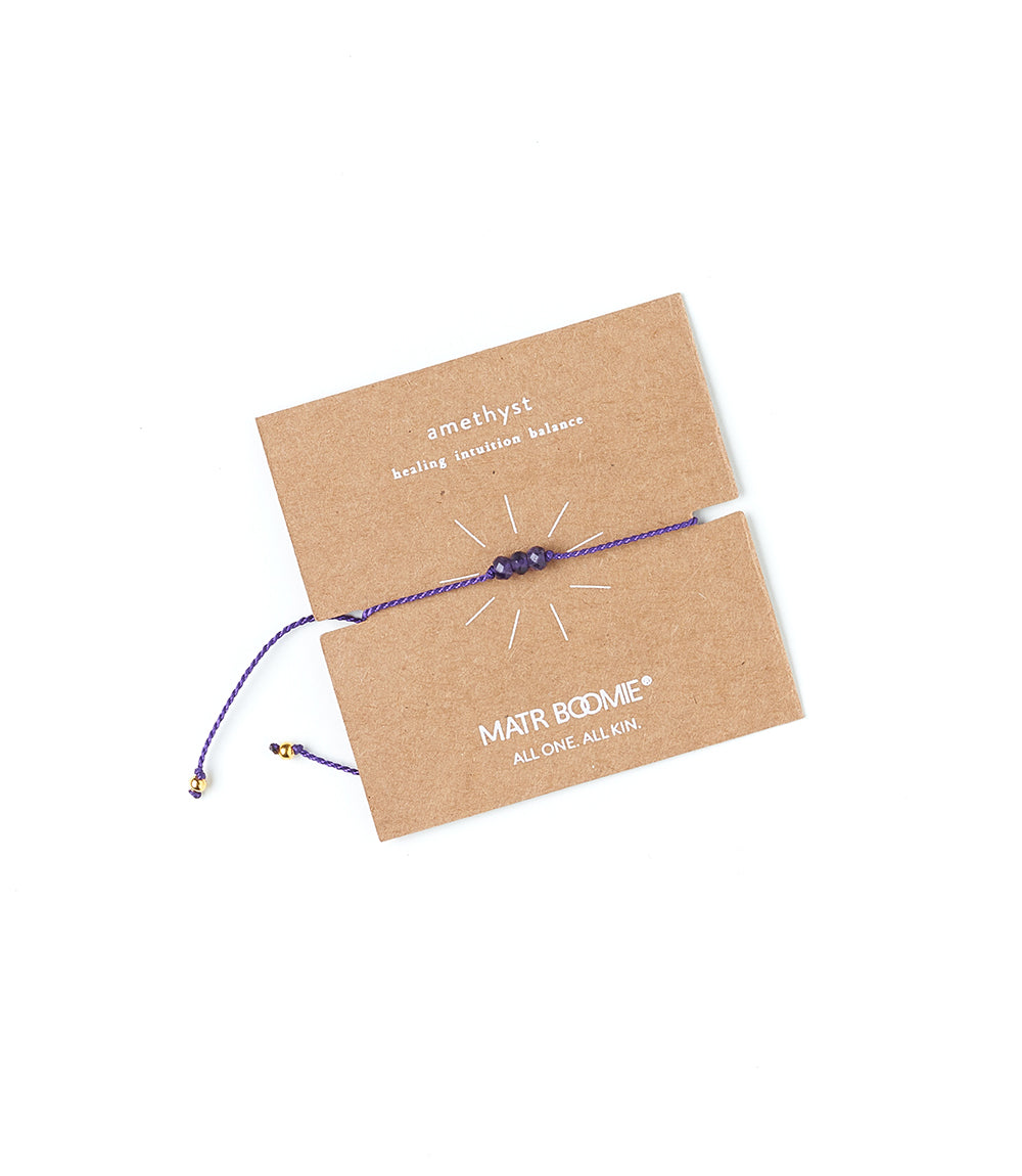 Indali Amethyst Stone Thread Friendship Bracelet - Purple, Semi Precious - Matr Boomie Wholesale