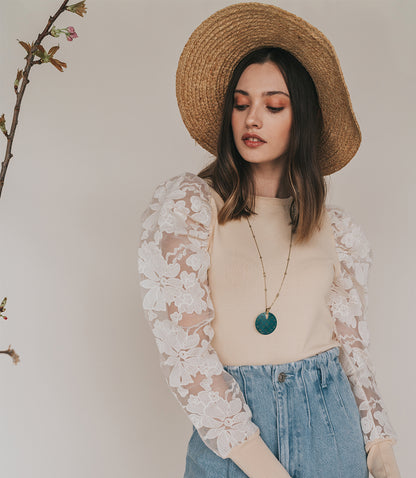 Chameli Teal Blossom Drop Necklace