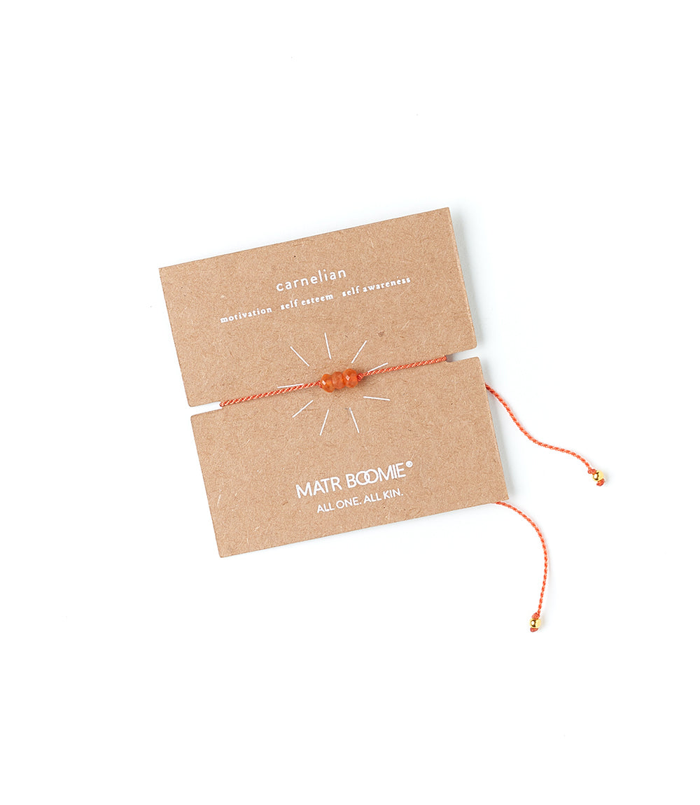 Indali Carnelian Stone Thread Friendship Bracelet - Orange, Semi Precious