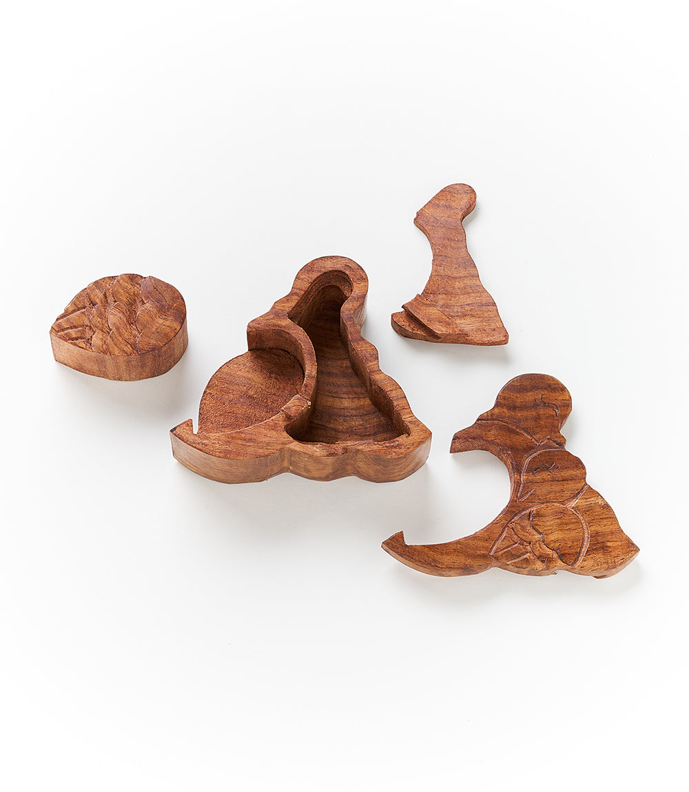 Mother and Baby Dove Puzzle Box - Carved Sheesham Wood