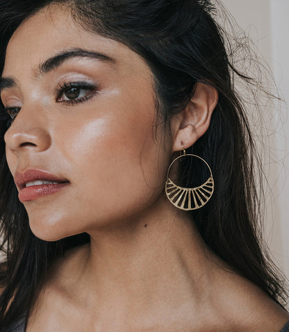 Rajani Hoop Earrings - Crescent Disc