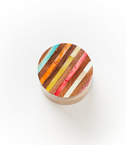 Banka Mundi Round Keepsake Box - Carved Bone, Wood