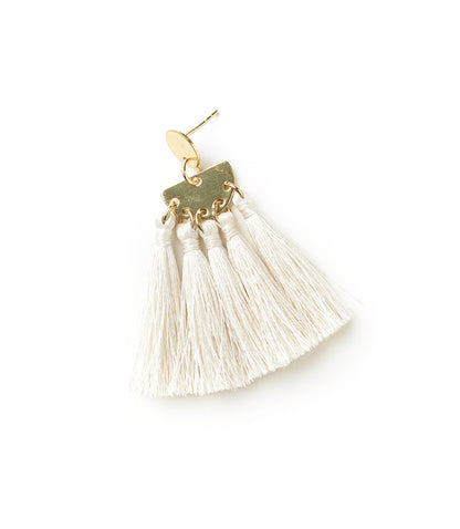 Danu Long White Tassel Drop Earrings