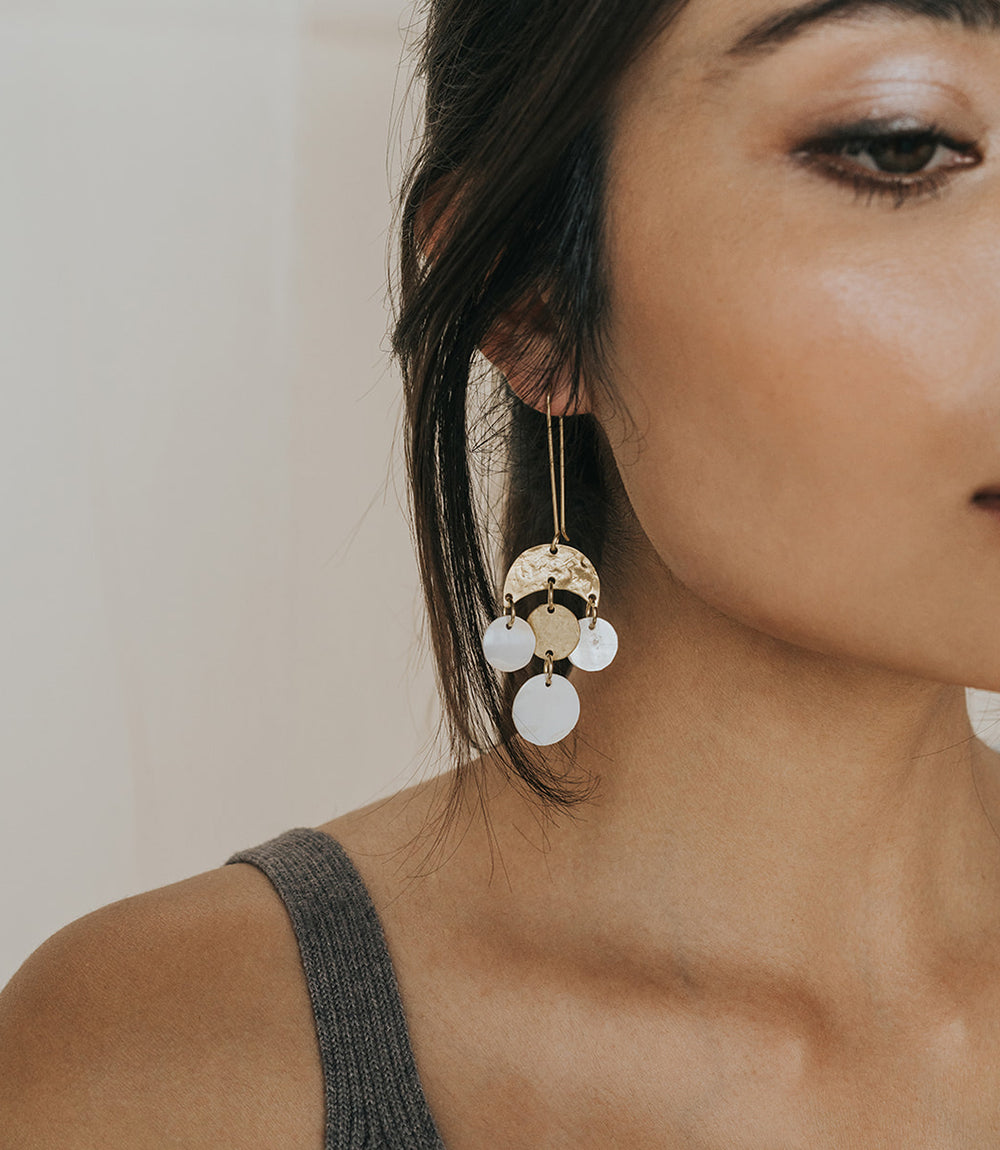 Rajani Mother of Pearl Chandelier Earrings