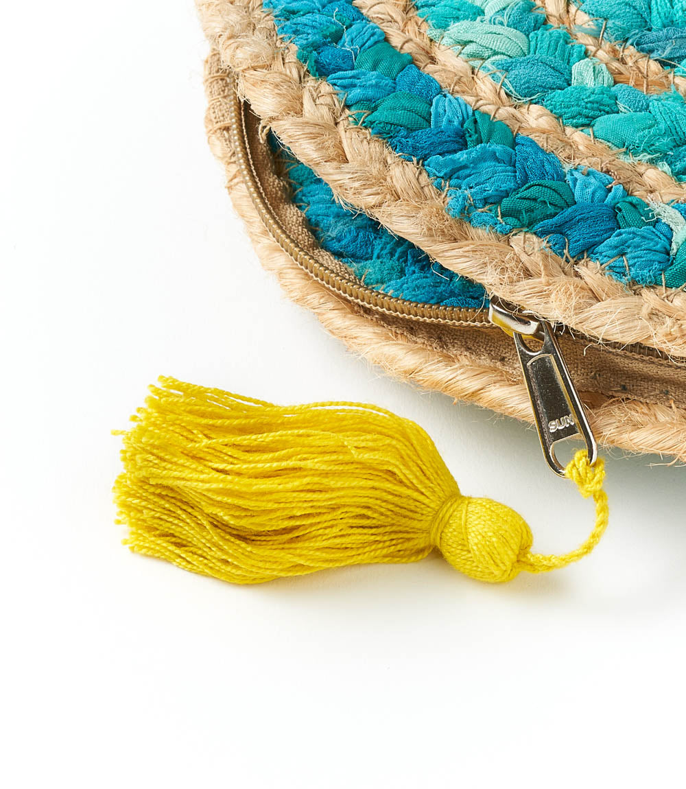 Chindi Seaside Blue Clutch Purse - Hand Woven