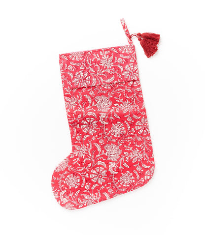 Cotton Holiday Stocking - Assorted Hand Block Print
