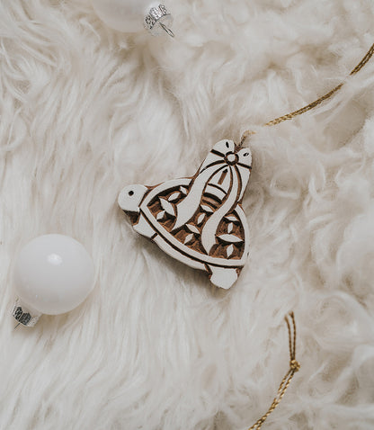 Hima Bindu Turtle Ornament - Hand Carved Sheesham Wood