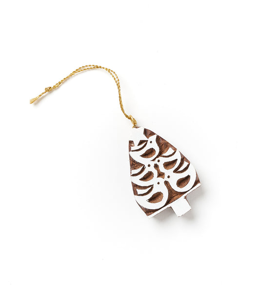 Hima Bindu Dove Tree Ornament - Hand Carved Wood