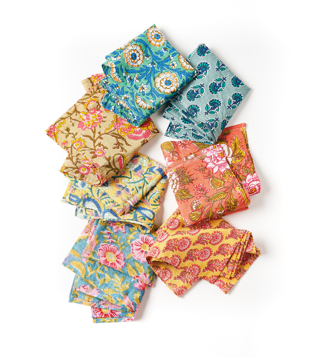 Hand Block Print Cotton Bandana - Assorted