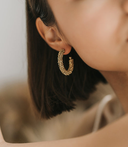 Bhavani Gold Beaded Hoop Earrings