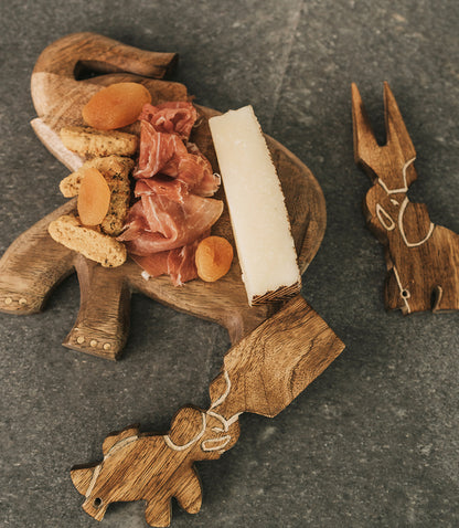 Elephant Cheese Knives Set of 2 - Mango Wood, Handmade - Matr Boomie Wholesale