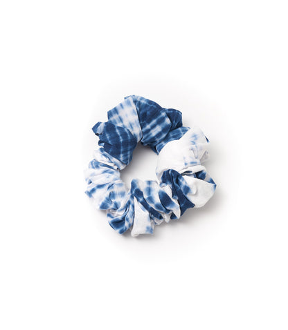 Shibori Tie Dye Scrunchie - Indigo, White