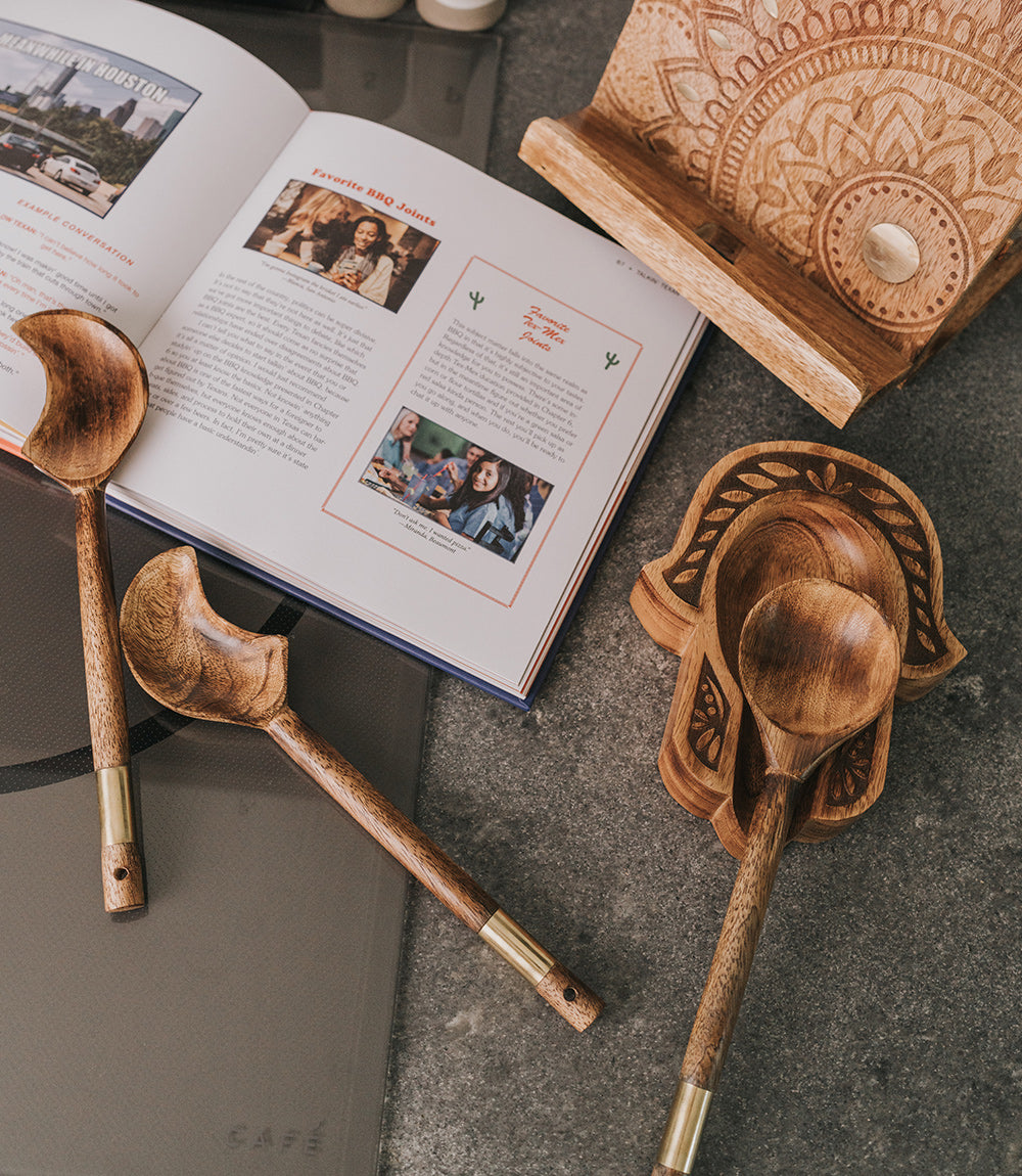 Hamsa Spoon Rest - Hand Carved Mango Wood