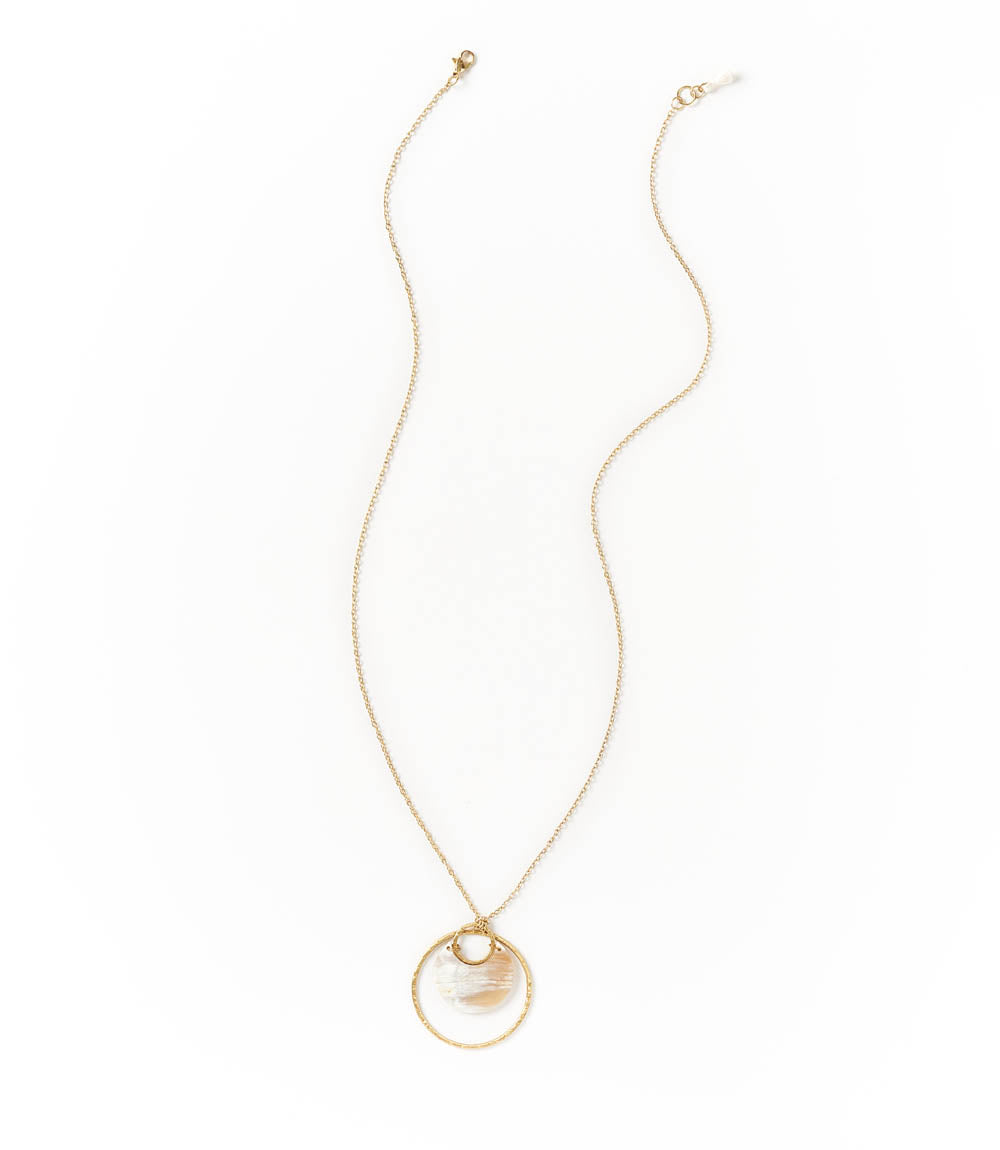 Madhu Drop Necklace - Natural Bone and Brass Pendant