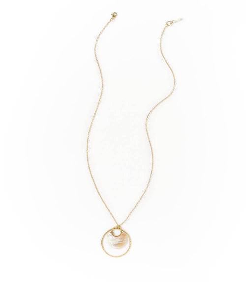 Madhu Drop Necklace - Natural Bone and Brass Pendant