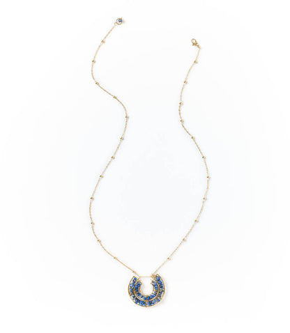 Shamani Blue Sodalite Crescent Pendant Necklace - Semi-Precious - Matr Boomie Wholesale