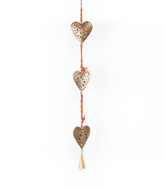 Chakshu Heart Trio Bell Wind Chime Upcycled Sari