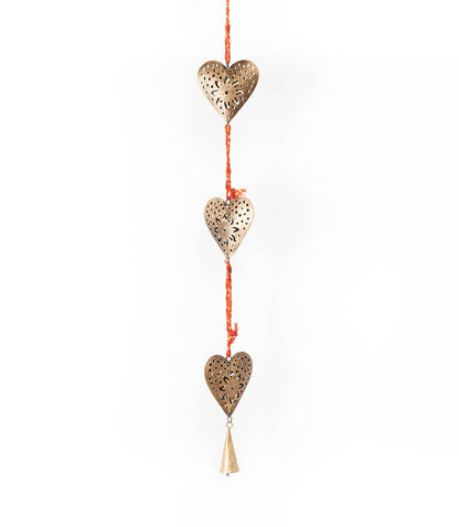 Chakshu Heart Trio Bell Wind Chime Upcycled Sari