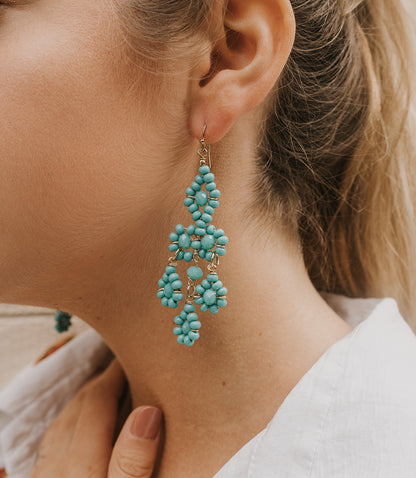 Jatasya Beaded Dangle Earrings - Turquoise