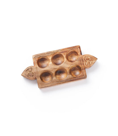 Manami 6 Egg Tray - Hand Carved Mango Wood