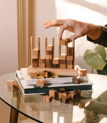 Four-in-a-Row Family Fun Game (squares) - Handcrafted Wood