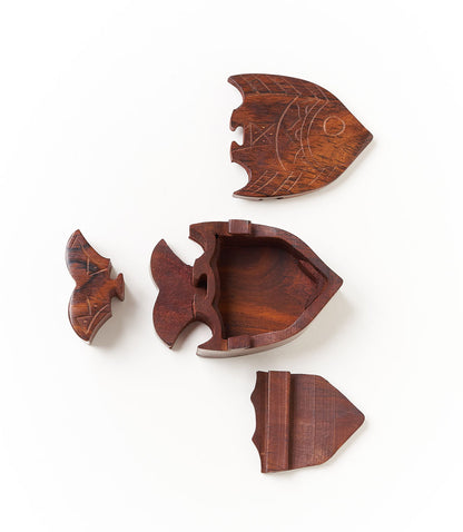 Fish Puzzle Box - Handcrafted Indian Rosewood