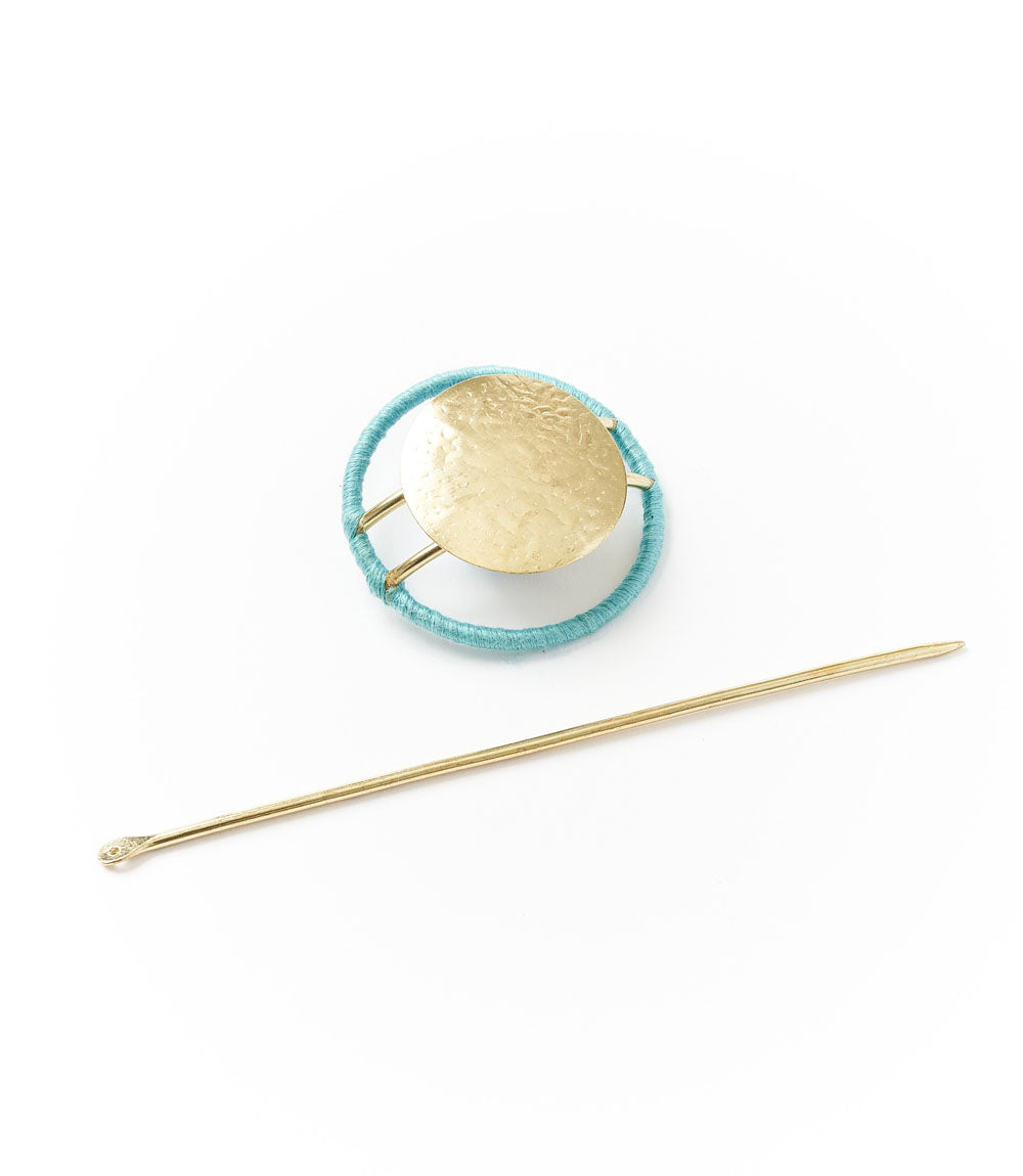 Kaia Hair Slide with Stick - Blue Thread Wrapped