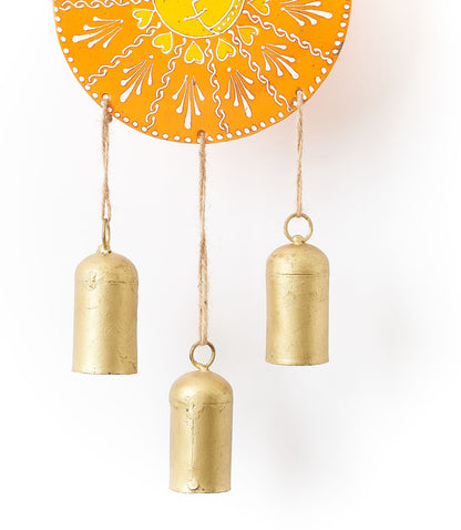 Henna Treasure Sun Bell Wind Chime - Hand Painted Patio Decor