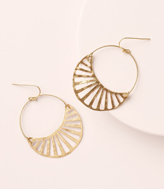 Rajani Gold Hoop Earrings - Crescent Disc - Matr Boomie Wholesale
