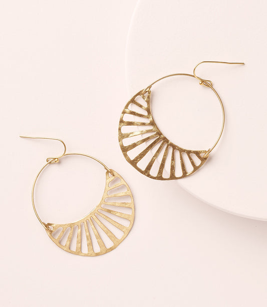 Rajani Gold Hoop Earrings - Crescent Disc