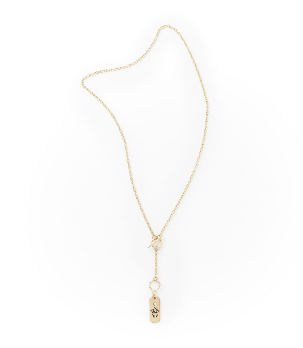 Ruchi Lotus Charm Gold Dainty Drop Lariat Necklace - Matr Boomie Wholesale