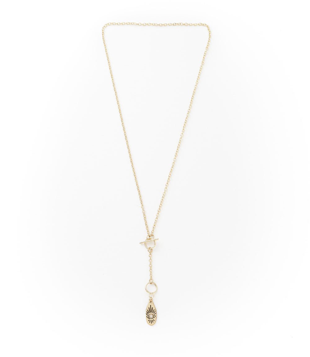 Ruchi Evil Eye Charm Gold Dainty Drop Lariat Necklace - Matr Boomie Wholesale