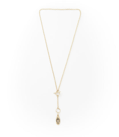 Ruchi Evil Eye Charm Gold Dainty Drop Lariat Necklace - Matr Boomie Wholesale