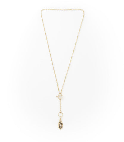 Ruchi Evil Eye Charm Gold Dainty Drop Lariat Necklace