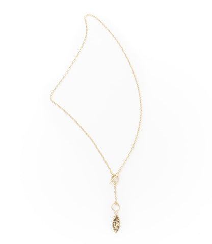 Ruchi Crescent Moon Charm Gold Dainty Drop Lariat Necklace - Matr Boomie Wholesale