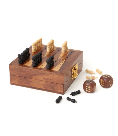 Mini Backgammon Travel Game Set - Handcrafted Wood
