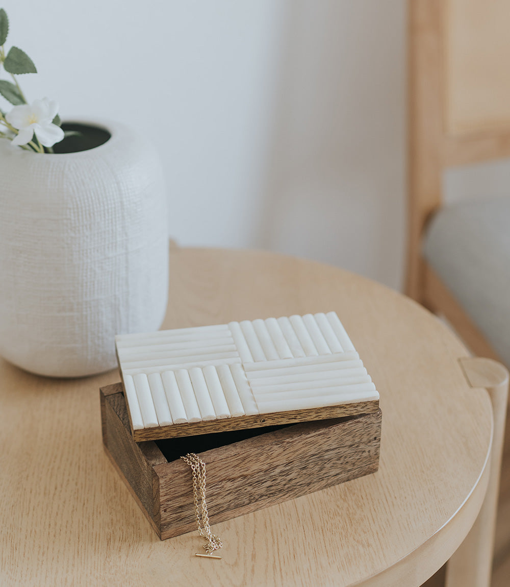 Vaishali Treasure Box - Carved Bone, Wood