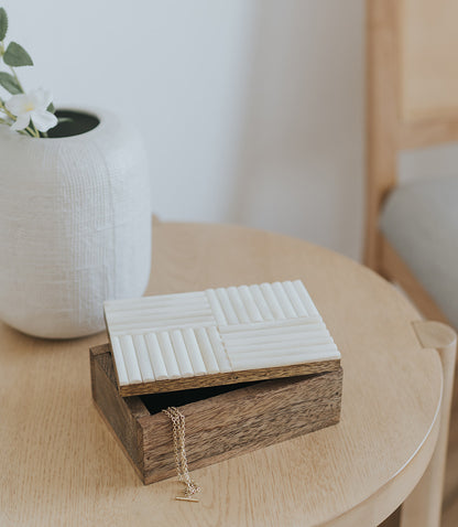 Vaishali Treasure Box - Carved Bone, Wood