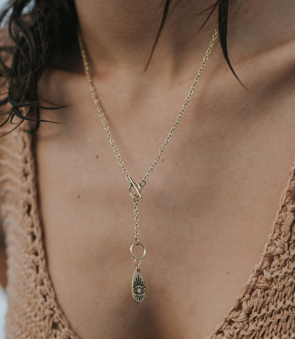 Ruchi Evil Eye Charm Dainty Drop Lariat Necklace