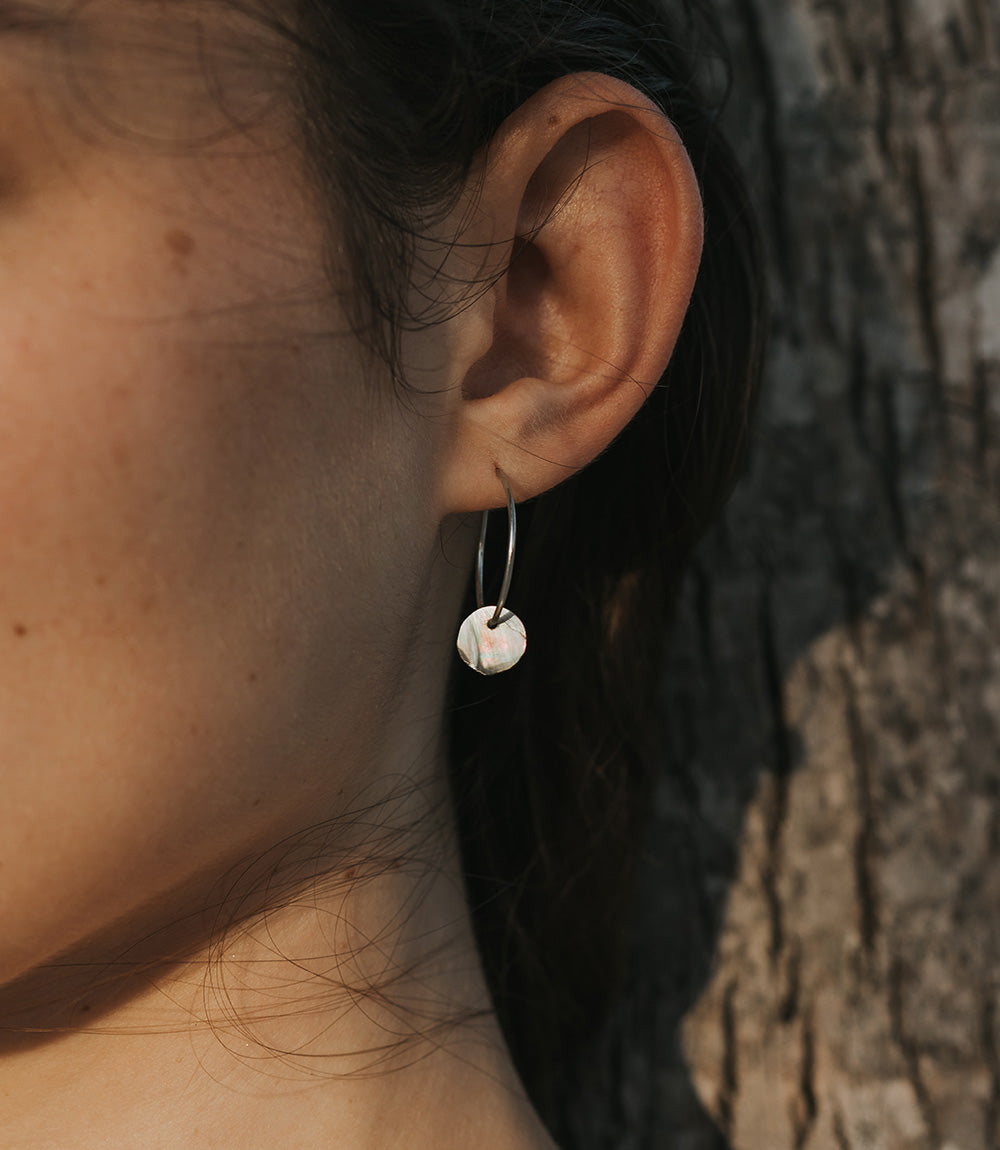 Chandra Moon Stud and Hoop Earrings Set - Mother of Pearl