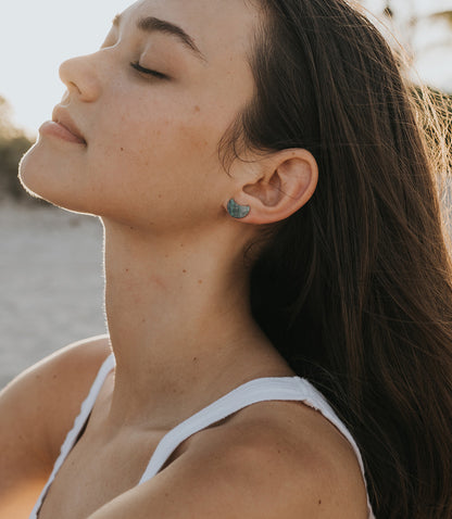 Chandra Moon Stud and Hoop Earrings Set - Mother of Pearl